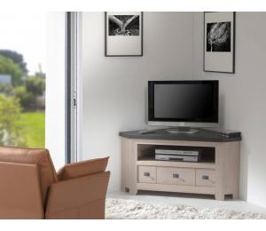 W Meuble TV d'angle 1 tiroir 1 niche L124 H60 P66cm