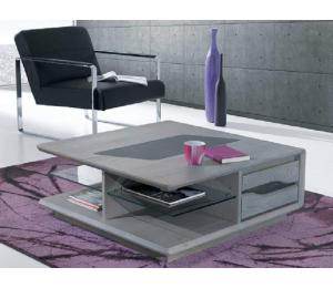 C Table basse 2 tiroirs 90x90 H35cm