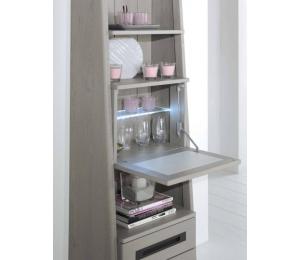 D Colonne bar 1 abattant 2 tiroirs 2 niches L57 H190 P40 cm ouverte