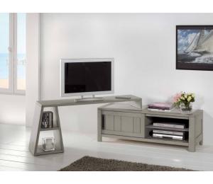 D Meuble TV 1porte 1niche L121 H48 P 46 cm + Support TV L145 H61 P35cm