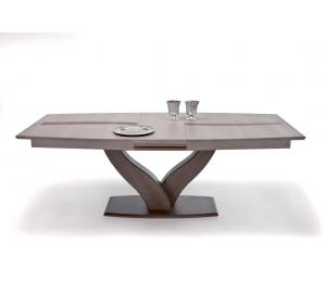 O Table tonneau pied central en Y L180 X 105 H77 cm. Possibilité  d'avoir 3 allonges plaquées. 