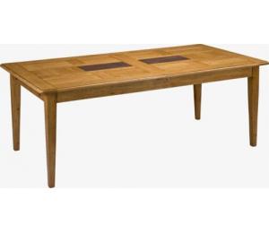 Table DEAUVILLE. 180 X100 ou 220 X 100 cm. 4 allonges rangées sous le plateau. Possibilité de plateaux différents.