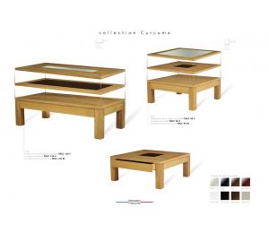 M table de salon C 130x65cm ou 110x55cm Dessus bois, dessus avec motif céramique, dessus céramique alaisé chêne ou plateau full céramique.