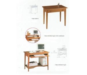 M Table bureau L80 P50 H75 cm ou Table informatique L100 P60 H78cm avec sur meuble H90cm. Tirettes sur extrémités.