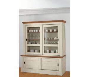 R Vitrine 2 corps Haut 2 portes coulissantes L190 H151 P45cm Bas 2 portes coulissantes L188 H74 P54cm