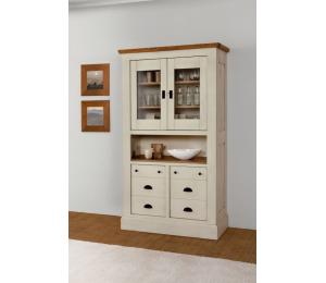 R Vitrine 2 portes vitrées 2 portes bois style tiroirs 1 niche L105 H188 P45 cm