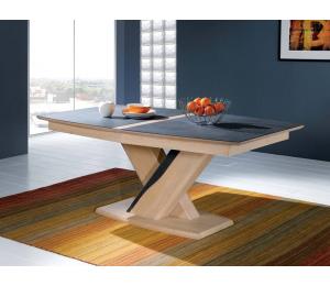 C table tonneau L180x105cm possibilité 3 allonges de 40cm rangées sous le plateau. Plateau céramique ou bois au choix. (Avec plateau céramique possibilité de mettre une allonge portefeuille de 80cm)