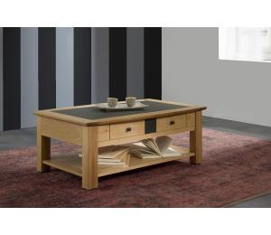 B Table basse dinette L 105 H40 P63cm Plateau relevant. Plateau bois incrustation céramique.