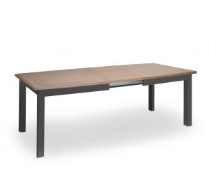 M Table 4 pieds 170x107cm + 2 allonges portefeuille de 46cm ou 200x107cm + 2 allonges portefeuille de 65cm. Dessus et allonges médium plaqué chêne1mm