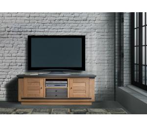 M Meuble TV 2 portes 1 tiroir 1 niche L160 H61 P45 cm