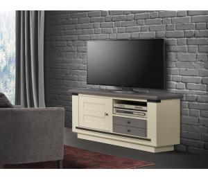 M Meuble TV 1 porte 1 tiroir 1 niche L124 H61 P45cm