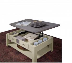 M Table basse dinette L105 H40 P63cm plateau relevé