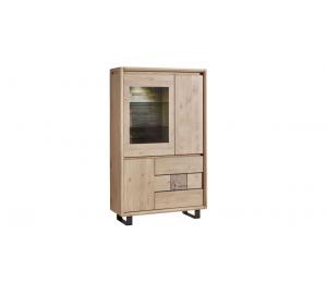 E Vitrine 1 Porte verre, 3 portes bois L109 H180 P42cm