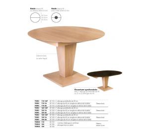 Table KEOPS ronde Diamètres 110/120cm ou 130 1 allonge portefeuille de 49cm ou 1 ou 2 allonges rangées hors de la table de 45cm