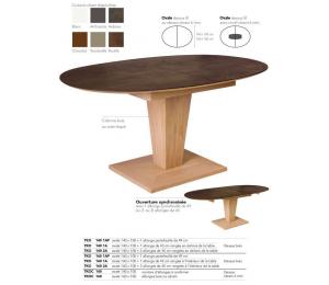 Table KEOPS Ovale 1 allonge portefeuille de 49 cm ou 1 ou 2 allonges de 45cm à ranger hors de la table pour table en 140x100cm et  rangées dans la table pour le format 160x100cm.