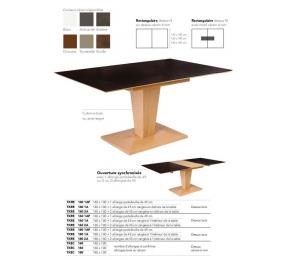 Table KEOPS rectangulaire 140/160/180 X100cm + 1 allonge portefeuille de 49cm ou 1 ou 2 allonges de 45 cm rangées dans la table