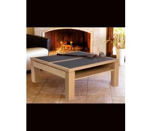 M Table de salon D 90x90cm Dessus bois, dessus motif avec céramique, dessus céramique alaisé chêne ou plateau full céramique