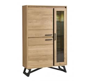 Vitrine 1 porte verre, 2 portes bois L106 H170 P42cm