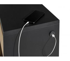 Détail chargeur : Meuble d'entrée 1 porte, 1 tiroir, 1 niche L80 H107 P33cm (avec double prise chargeur USB côté droit)