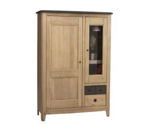 S Vitrine 1 porte pleine, 1 porte vitrée, 2 tiroirs L 116 H165 P46cm