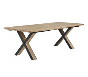 H Table pieds en X Bois et métal L160/180/200/240 x 100cm (possibilité de 2 allonges de 40cm en bout de table) (Les allonges ne se rangent pas dans la table)