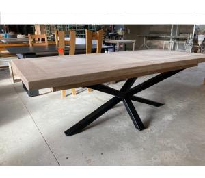 Table ARA 220 X 110cm + 4 allonges de 40cm, pied métal, plateau rectangulaire