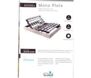 Sommier relevable MONO PLOTS hauteur version bois 20cm ou hauteur tissu ou simili 18cm