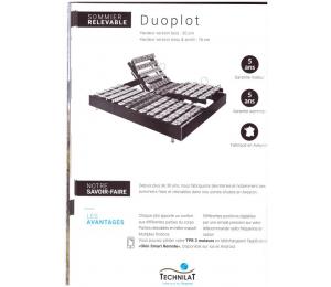 Sommier relevable DUOPLOT hauteur version bois 20cm ou hauteur version tissu ou simili hauteur 18cm