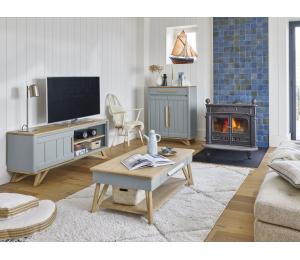 Ensemble TV avec meuble TV 1 porte, 1 niche  L140 H59 P41cm (Possibilité en L180 H59 P41cm avec 2 portes, 1 niche)