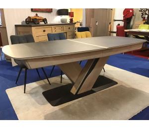 N Table L180x100cm avec 1 allonge portefeuille de 100cm ou L220x100cm avec 1 allonge portefeuille de 80cm + 2 allonges portefeuille de 40cm en chêne et céramique (possibilité plateau bois)