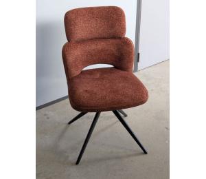 Chaise CEL 64 Tissu coloris Terracotta (Existe aussi en beige,gris perle,gris anthracite,jaune moutarde,vert bouteille) (Possibilité option plateau pivotant à 180°) L49.5 H88 P63.5 cm